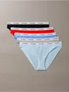 Calvin Klein Women's Modern Logo 5-pack Low Rise Bikini In Glacier / Grey Heather / Sterling Blue / Molten / Black