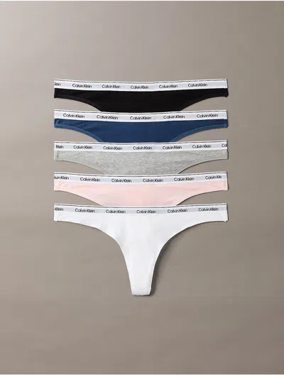 Calvin Klein Women's Modern Logo 5-pack Thong In Blue