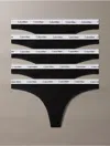 Calvin Klein Women's Modern Logo 5-pack Thong In Ck Black