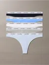 Calvin Klein Assorted 5-pack Cotton Blend Thongs In Multi