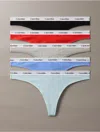 Calvin Klein Women's Modern Logo 5-pack Thong In Subtle Blue