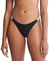 Calvin Klein Women's Modern Logo Dipped String Thong Underwear Qd5157 In Black