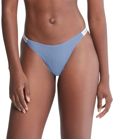 Calvin Klein Women's Modern Logo Dipped String Thong Underwear Qd5157 In Blue