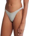 Calvin Klein Modern Logo String Dipped Front Thong In Gray In Grey Heather