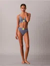 Calvin Klein Women's Modern Logo High Waist Bikini In Blue