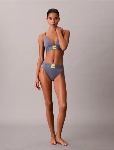 Calvin Klein Women's Modern Logo High Waist Bikini In Blue