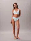 Calvin Klein Women's Modern Logo High Waist Bikini In Blue