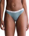 Calvin Klein Womens Blue Performance Modern Branded-waistband Stretch-cotton Thong In Blue Performance