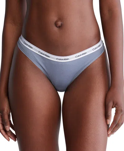 Calvin Klein Women's Modern Logo Low-rise Thong Underwear Qd5043 In Flint Stone