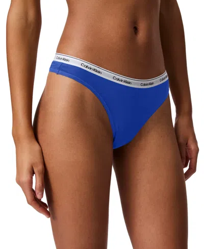 Calvin Klein Women's Modern Logo Thong Underwear Qd5043 In Glacier