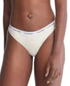 Calvin Klein Women's Modern Logo Low-rise Thong Underwear Qd5043 In Oatmeal Heather