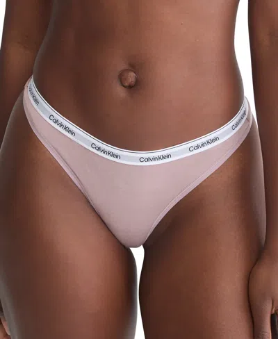 Calvin Klein Women's Modern Logo Thong Underwear Qd5043 In Sand Trap