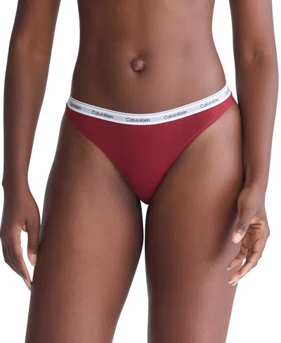 Calvin Klein Women's Modern Logo Thong Underwear Qd5043 In Syrah