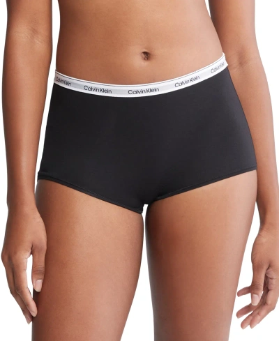 Calvin Klein Women's Modern Logo Mid-rise Boyshort Underwear Qd5195 In Black