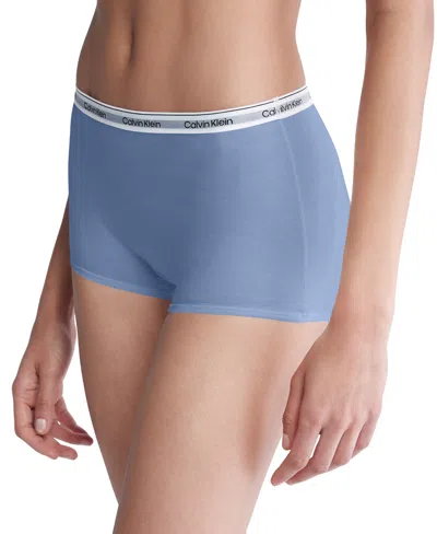 Calvin Klein Women's Modern Logo Mid-rise Boyshort Underwear Qd5195 In Blue