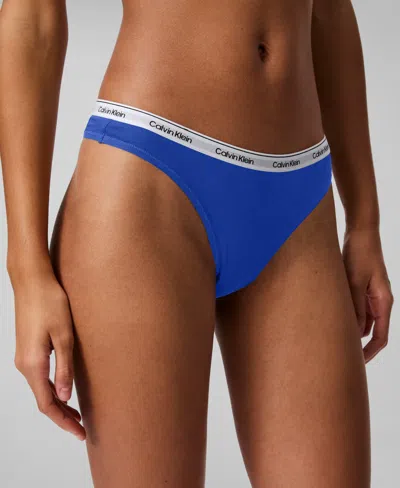 Calvin Klein Women's Modern Logo Thong Underwear Qd5043 In Blue