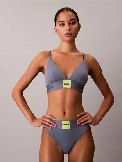 Calvin Klein Women's Modern Logo Unlined Triangle Bralette In Blue