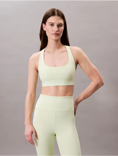 Calvin Klein Women's Modern Sport Racerback Medium Impact Sports Bra In Lime Cream