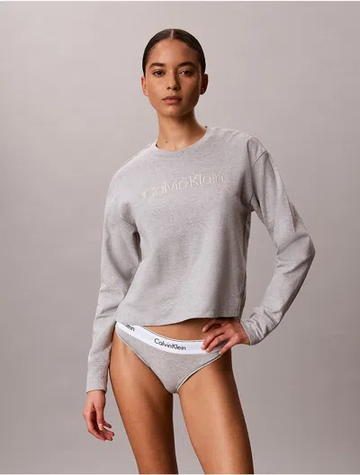 Calvin Klein Women's Modern Terry Relaxed Sweatshirt In Gray