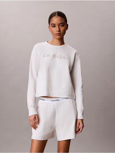 Calvin Klein Women's Modern Terry Relaxed Sweatshirt In White