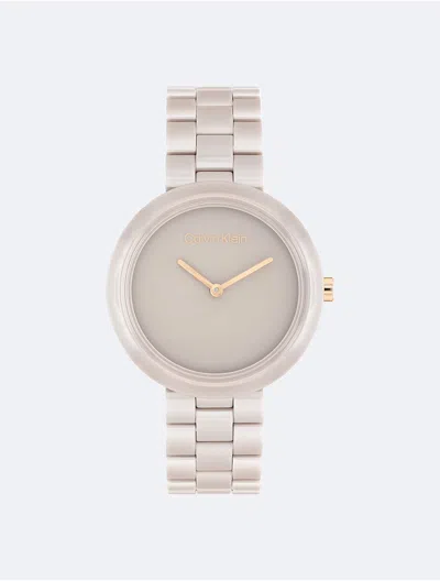 Calvin Klein Women's Monochromatic Ceramic Case Watch In Beige