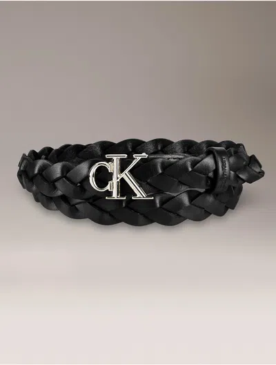 Calvin Klein Women's Monogram Braided Belt In Black