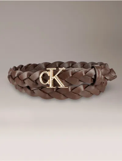 Calvin Klein Women's Monogram Braided Belt In Brown