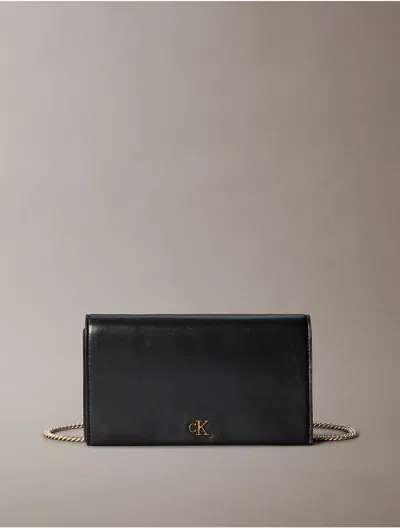 Calvin Klein Women's Monogram Chain Wallet In Black