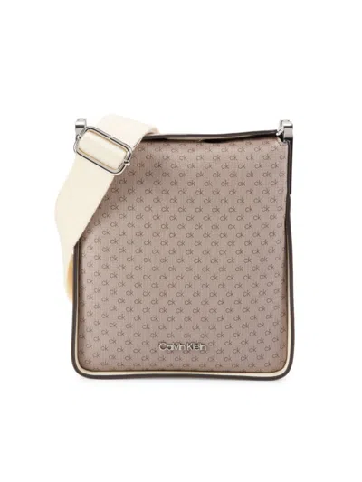 Calvin Klein Fay Mini Signature Adjustable Crossbody With Magnetic Top Closure In Taupe White