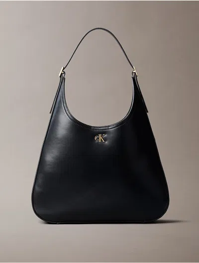 Calvin Klein Women's Monogram Hardware Curved Shoulder Bag In Black