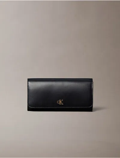Calvin Klein Large Monogram Logo-plaque Foldover Wallet In Blue