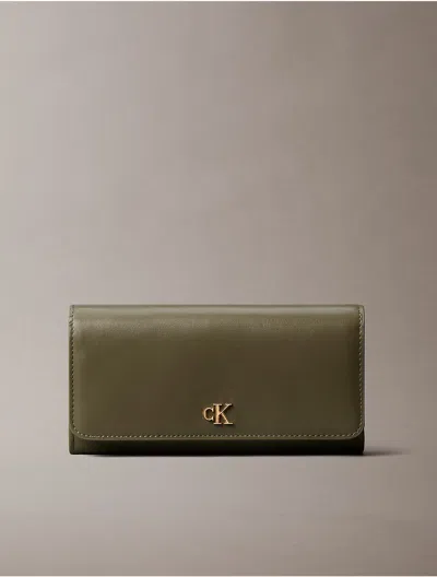 Calvin Klein Women's Monogram Hardware Long Wallet In Gray