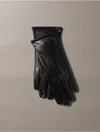 Calvin Klein Women's Monogram Leather Gloves In Black