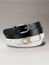 Calvin Klein Women's Monogram Logo And Round Buckle Reversible Belt Set