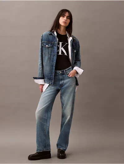 Calvin Klein Women's Monogram Logo Boxy T-shirt In Black Beauty