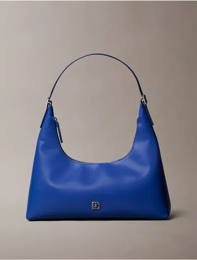 Calvin Klein Women's Monogram Logo Emblem Leather Shoulder Bag