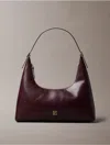 Calvin Klein Women's Monogram Logo Emblem Leather Shoulder Bag In Brown