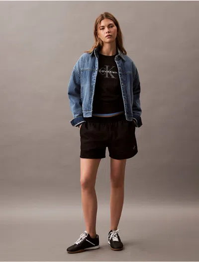 Calvin Klein Women's Monogram Logo Fleece Shorts In Black Beauty