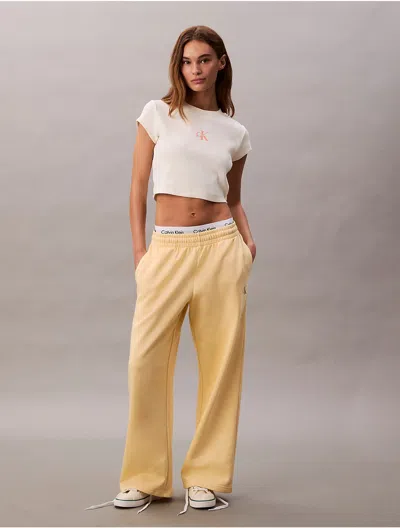 Calvin Klein Women's Monogram Logo Fleece Wide Leg Sweatpants