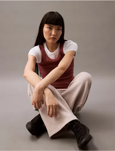 Calvin Klein Women's Monogram Logo Fleece Wide Leg Sweatpants In Multi