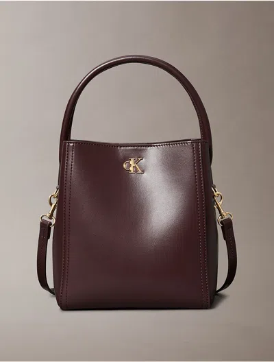 Calvin Klein Women's Monogram Logo Hardware Bucket Bag In Brown