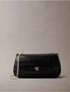 Calvin Klein Women's Monogram Logo Hardware Chain Crocodile Print Shoulder Bag