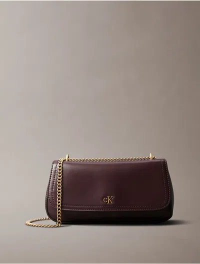 Calvin Klein Women's Monogram Logo Hardware Chain Small Shoulder Bag In Brown