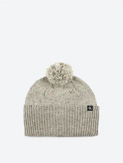 Calvin Klein Women's Monogram Logo Pom-pom Beanie In Pattern