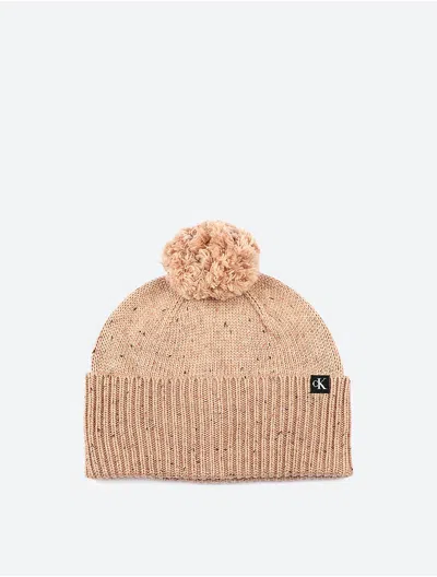 Calvin Klein Women's Monogram Logo Pom-pom Beanie In Pattern