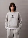 Calvin Klein Women's Fleece Monogram Logo Relaxed Sweatshirt In Heroic Heather