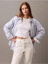 Calvin Klein Women's Monogram Logo Ribbed Baby Tee In Brilliant White