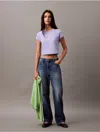 Calvin Klein Women's Monogram Logo Ribbed Baby Tee In Sweet Lavender