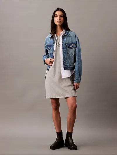 Calvin Klein Women's Monogram Logo Sleeveless T-shirt Dress In Heather Grey