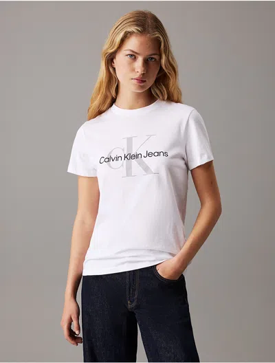 Calvin Klein Women's Monogram Logo Tee In Brilliant White